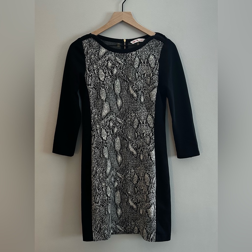 Rebecca Taylor Black Python Intarsia Paneled Knit… - image 1